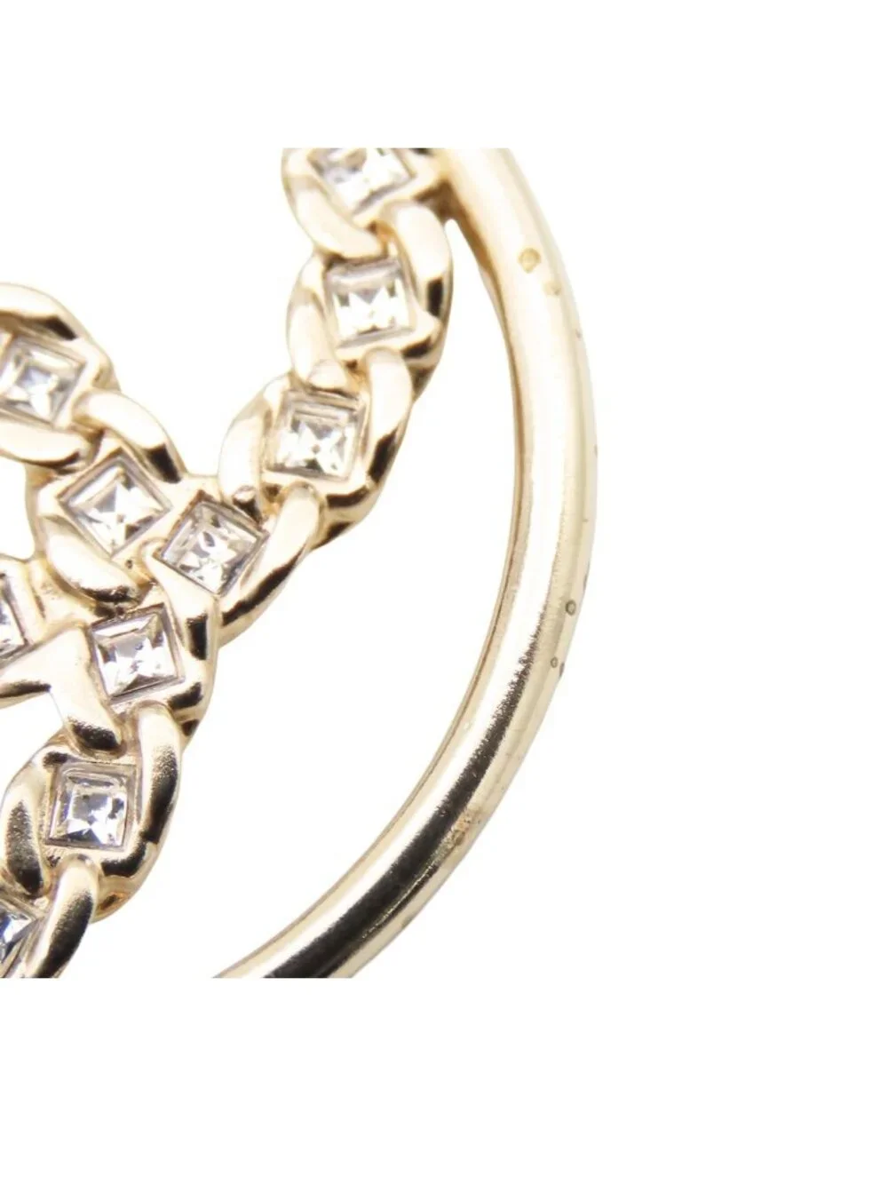 Chanel Brooch Gold Metal Rhinestone Circle CC Logo Costume